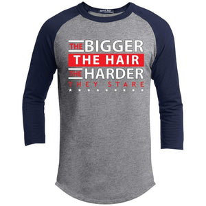 The BIGGER the Hair, The HARDER They Stare | 3/4 Sleeve Raglan Tee-Apparel-Swagtastic Gear